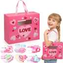 Pasimy Valentines DIY Mailbox for Kids with Greeting Cards Valentine's Day Card Box for School Classroom Boys Girls Gifts Exchange, Kids Gift to Party Favor Sets(Bag)