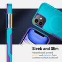 Xmon for iPhone 11 Magnetic Case [Compatible with MagSafe] Tempered Glass Screen Protector with Camera Lens Protector Phone Case Cover for Apple iPhone 11 (Magnetic Aqua Purple)