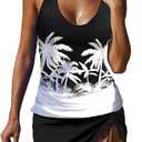 REKITA Sexy Tankini Swimsuits with Skirt U-Neck Tankinis 2 Piece Swimwear Tankini Bathing Suits for Women (M)