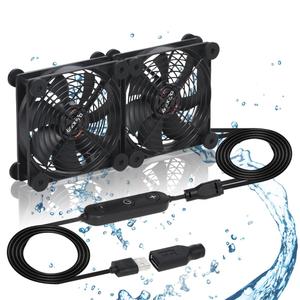 Xiaoqijia Dual 120mm Fan with 10 Speed USB 5V DC 12V IPX5 Waterproof Cooling Fan for Tablet TV Receiver Router DVR Xbox Greenhouse Kennel Computer Cabinet Component Cooling