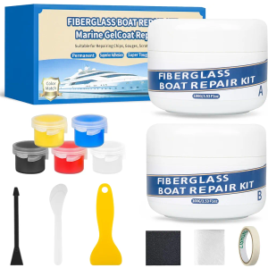 Marine Fiberglass Repair Kit for Boats, 200g/7.06oz Gel Coat Kepair kit for Boats, Epoxy Filler for Repairs Cracks, Scratches, Debris, Holes, Gaps, Suitable for Fiberglass, Acrylic, Porcelain
