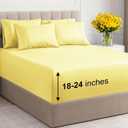 Extra Deep King Sheet Set - 6 Piece Breathable & Cooling Sheets - Hotel Luxury Bedding Set w/18-24 Inch Extra Deep Pockets - Easy & Secure Fit - Super Soft, Wrinkle Free and Comfy - Yellow, King Size