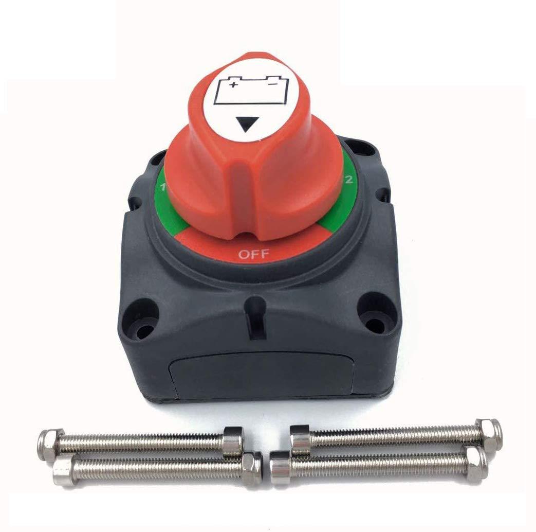 Dual1-2-Both-Off Boat Battery Disconnect Switch,12V-60V Battery Cut/Shut Off Switch for Marine Car RV ATV UTV Vehicles,Waterproof Master Heavy Duty Battery Isolator Selector Switch Kit,200/1250Amps (Battery Switch-2)