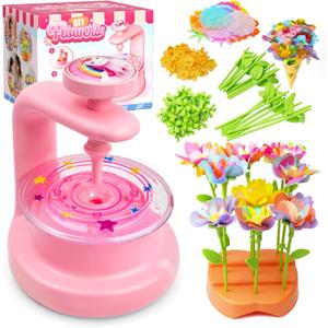 VNLINA DIY Fabric Flower Bouquets Toys Crafts for Girls, Arts and Crafts for Kids Ages 4-8 8-12, Perfect Holiday Party Activity Toy, Birthday Gifts for Girl (Pink)