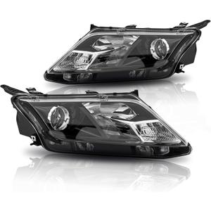 Headlights Assembly w/Bulbs Compatible with 2010 2011 2012 Ford Fusion Headlight Headlamp Driver & Passenger Side Black Housing