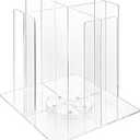 Cup and Lid Holder, 4-Compartment Clear Acrylic Cup Dispenser Lid Carousel - Countertop Coffee Cups Organizer for Restaurant, Buffet, Coffee Station, Bar, Square | Rotating