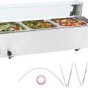 VEVOR 3-Pan Commercial Food Warmer, 3 x 8QT Electric Steam Table with Glass Cover, 1500W Countertop Stainless Steel Buffet Bain Marie 86-185F Temp Control for Catering, Restaurants, Silver