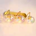 23" Brushed Gold Vanity Light Stained Hammered Glass Wall Sconce 3-Light Brass Wall Lamp for Hallway Living Room Stairwell Bathroom Over Mirror (Brass Gold, 3-Light)