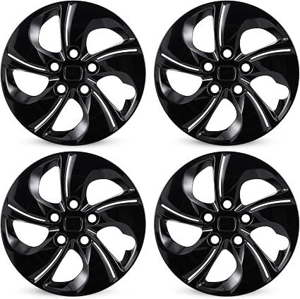 TULALUX 15 inch Replacement Hubcaps Fit for 2006-2011 Honda Civic, Wheel Rim Cover Compatible with 2013-2015 Honda Civic 15'' Steel Wheel; 4 Pcs (Glossy Black)