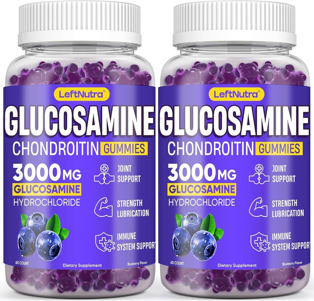 3000MG Glucosamine Chondroitin MSM Gummies - 2 Pack Advanced Joint Support Supplement, Calm Gummies Magnesium, Antioxidant Immune Support, Bone and Joint Flexibility, Strength and Mobility