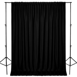 DWCN 10x7 FT Black Backdrop Curtains for Parties, Photography Backdrop Drapes with Rod Pockets for Wedding Decorations Stage Birthday Family Gatherings, 2 Panels 5ft x 7ft