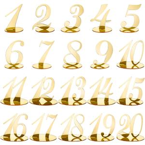 Blulu Table Numbers Wedding Acrylic Table Numbers for Wedding Reception Stands with Holder Base Elegant Mirror for Party Event Catering(Gold)