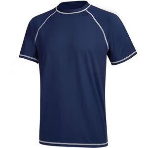 Satankud Men's UPF 50+ Rashguard Swim Tee Short Sleeve Running Shirt Swimwear Swim Hiking Workout Shirts (XX-Large, 01- T3- Navy Blue)