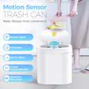 jinligogo 5 Gallon Bathroom Trash Can with Lid, Automatic Motion Sensor White Trash Can, Touchless Slim Waterproof Garbage Bin for Kitchen, Bedroom, Office, and Bathroom