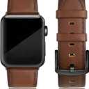 EDIMENS Leather Bands Compatible with Apple Watch 42mm 44mm Band Men Women, Vintage Genuine Leather Wristband Replacement Band Compatible for Apple Watch iwatch Series 6 5 4 3 2 1, SE Sports & Edition (Brown)