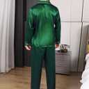 2 x Men's Silky Satin Pajama Sets Mens Sleepwear Big and Tall Pajamas for Men Loungewear Summer Pjs Lounge Set M-5XL (Green)