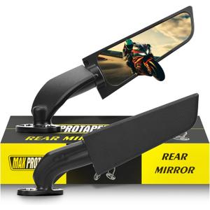Aerodynamic Motorcycle Mirrors, 1 Pair Modified Racing Motorcycle Rearview Mirror,Wide Viewing Angle Wing Mirrors,360 Rotation for Sport Bikes - Honda Kawasaki Suzuki Yamaha (Large)