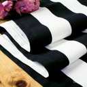 Letjolt Black and White Striped Table Runner 12 x 72 Inches