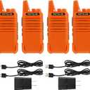 Retevis RT22 Rechargeable Walkie Talkies, Long Range Two Way Radio for Adults, Portable Handheld Radio, Voice Activated, Emergency Alarm, Upgraded Type-C Charing, Outdoor Hiking Travel(4 Pack, Orange)