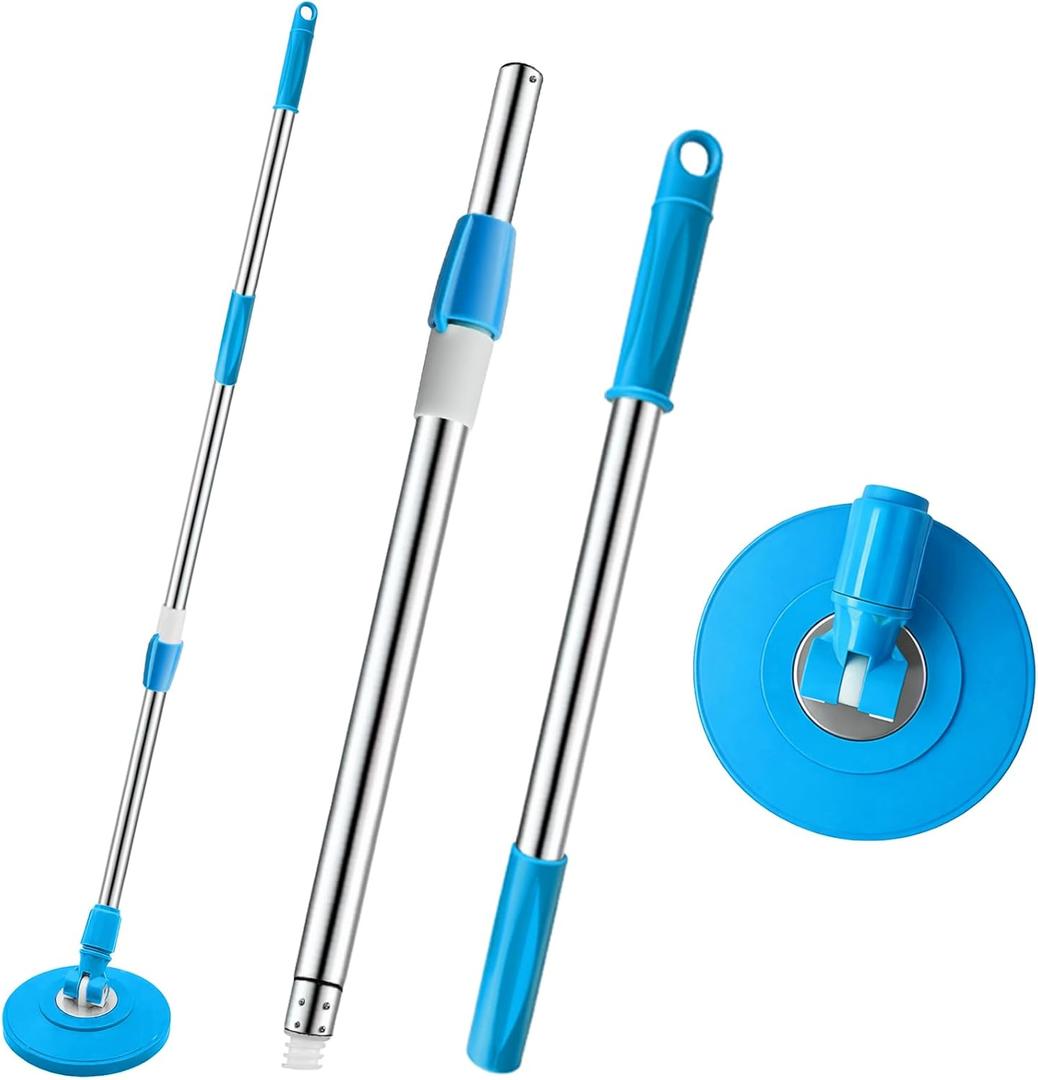Spin Mop Replacement Handle 360 Degree Spin Mop Pole Handle Replacement Rotating Telescopic Stick for Mop Head, Ideal for Home and Household Cleaning (Blue)