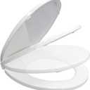 CYRRET Toilet Seat Round with Lid, Slow Close, Easy to Install and Clean, Durable Plastic, White, Replacement Toilet Seats, Fits Standard Round Toilets Bowl