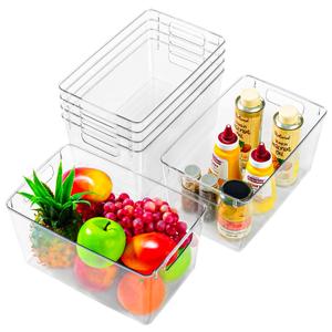 2 Pack Large Clear Plastic Storage Bins, Plastic Containers with Handle for Pantry Organizer and Storage, Perfect for Kitchen, Fridge, Cabinet, Closet, Bathroom Under Sink Storage
