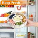 Small Divided Rotating Serving Tray with Lid and Handle,Portable Snackle Box Container,Spinner Organizer and Storage for Adults,Child,Fruits,Candy,Nuts,Veggie,Charcuterie,Snacks,Picnic,Travel, Party (White)