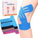 IEADEN Precut Kinesiology Tape for Knees, 20 Pcs, Upgraded, Knee Support & Stability, Knee Pain Relief Athletic Tape - Waterproof & Elastic, Breathable Hypoallergenic Latex-Free Tape, Blue