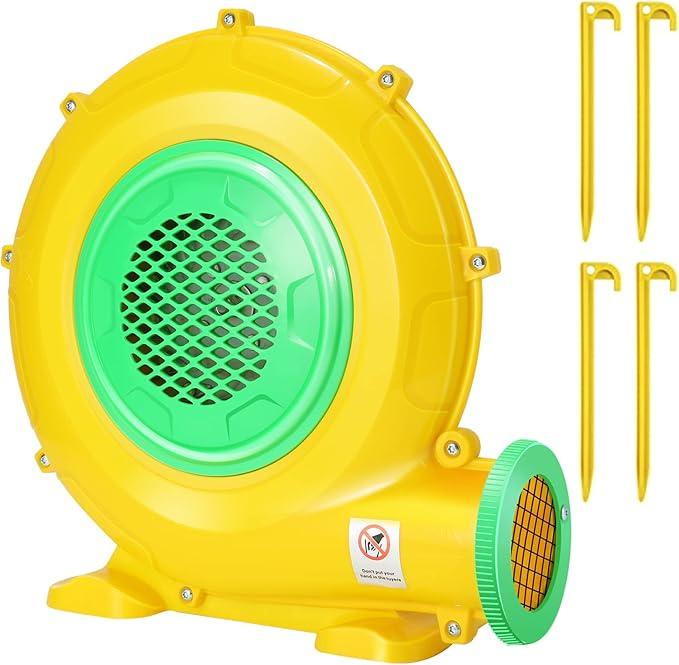 Air Blower, 450W 0.6HP Inflatable Blower, Portable and Powerful Bounce House Blower, 1750Pa Commercial Air Blower Pump Fan, Used for Inflatable Bouncy Castle and Jump Slides, Yellow