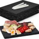 Slate Cheese Boards, 6 Pack 8.8 x 6 Mini Slate Charcuterie Boards Stone Cutting Plates Serving Tray Black Platter for Sushi, Party, Wedding, Housewarming Gifts, Christmas