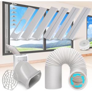 Portable Air Conditioner Window Vent Kit with 5.9 Exhaust Hose Adjustable Portable AC Window Kit for Ducting Universal Portable AC Seal Panel for Horizontal&Vertical Window (6 Panels+Exhaust Hose(Length-78.8"))