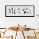 ZZJJHYWGQ Life is Short Make It Sweet Sign Wall Decor 32"12" for Living Room Bedroom Family Lnspirational Quote Wall Art (Black)