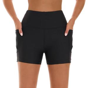 HODOSPORTS Women's Swim Board Shorts UPF50+ High Waisted Quick Dry Swimsuit Bottoms with Pockets Liner, XL