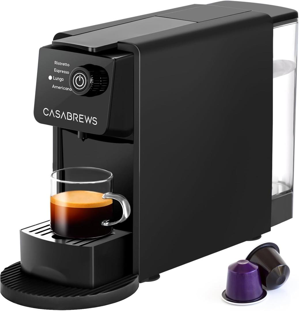 CASABREWS Espresso Machine for Nespresso Original Pods, 20 Bar Mini Espresso Coffee Machine with 4 Brewing Modes and 21 oz Removable Water Tank, Compact Capsule Coffee Maker for Home or Office, Black