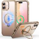 O3 Mag-Stand Designed for iPhone 17 Case with 360 Spin Stand, [Compatible with MagSafe][Super Skin Feeling] Translucent Matte Magnetic Slim Phone Case 6.3 inch, Desert Gold