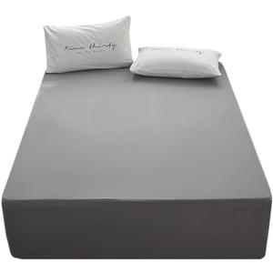 Bedding 1piece Queen Fitted Sheet Only-Queen Size Deep Pocket Bottom Fitted Sheet-Fits 15inches Bed Matress Sheet-Soft and Microfiber-Easy Care-Light Gray