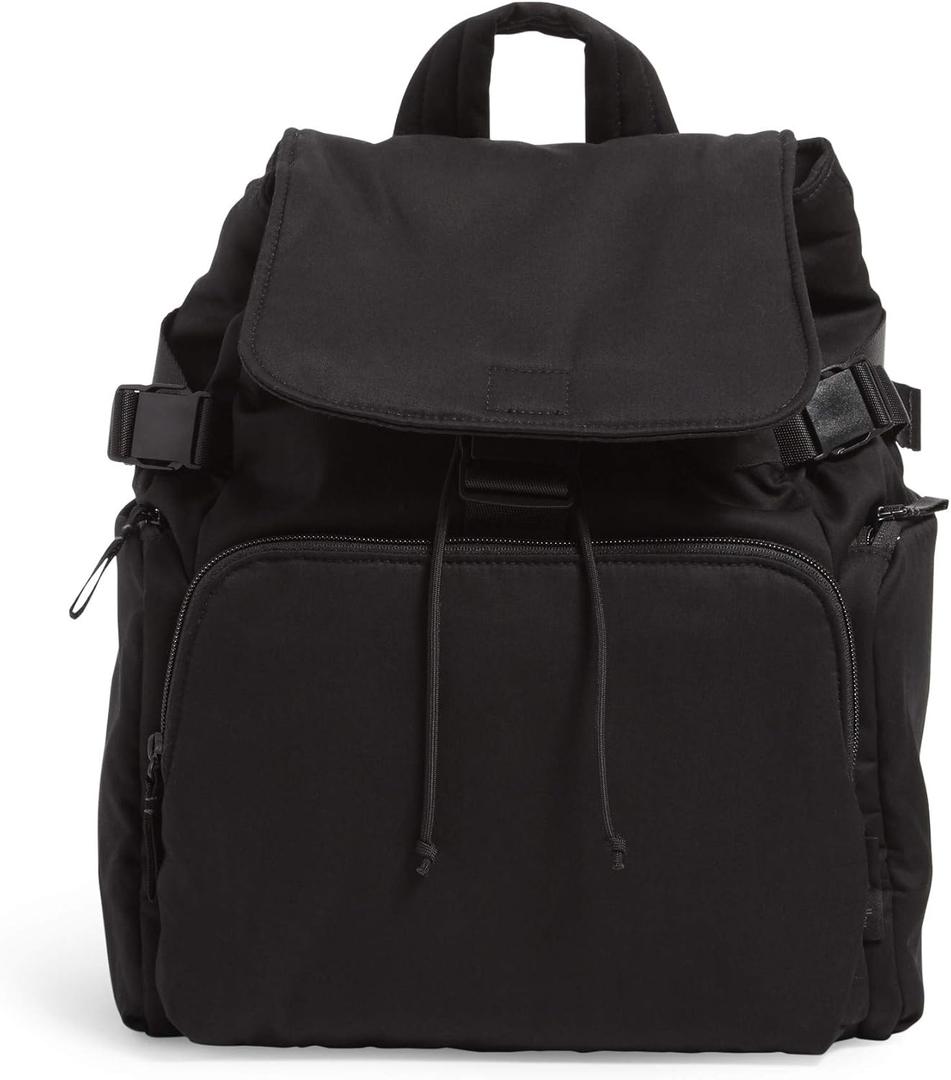 Vera Bradley Women's Cotton Utility Backpack Bookbag (Black - Recycled Cotton)