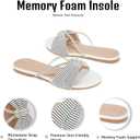 Women's Sandals Rhinestone Strappy Slides With Soft Memory Foam Insole, Dressy Open Toe Beach Slippers Flats for Summer (7, White)