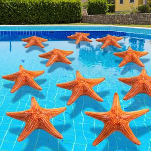 Leyndo 10 Pcs 24 Inch Summer Inflatable Starfish Pool Float Beach Decor | Orange Starfish Shape Set, Pool Party Supply, Outdoor Indoor Decoration, Easy Inflate Deflate, Lightweight Water Play