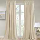 StangH Beige Velvet Curtains - Room Darkening Thermal Insulated Window Curtains for Nursery Bedroom, Elegant Home Decoration for Office/Dining Room, W52 x L84, 2 Panels