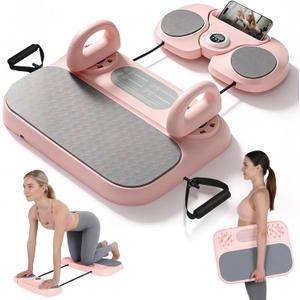 Pilates Board, 6-in-1 Pilates Reformer for Core & Full Body Workout, Portable Home Gym Equipment with Smart LED Digital Display, Pilates Trainer for Women, Beginners (Pink)