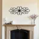 Sintosin Black Wrought Iron Wall Decor 32" x 13", Hanging Flower Scroll Metal Wall Art Decor, Living Room Wall Decor, Vintage House Decorations for Indoor Outdoor Fireplace Bedroom