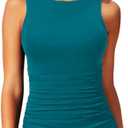 Daci Tankini Tops for Women High Neck Swim Top Tummy Control Bathing Suit Top Modest Swim Tank Top No Bottom, L