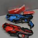 POKONBOY 2 Pack Blaster Toy Guns for Boys Fit for Nerf Guns Darts, 6-Dart Rotating Barrel Foam Bullets Hand Gun Toys with 80 Refill Darts and 2 Wristbands Gifts for 6 7 8 9 10 Years Kids Christmas (Blue & Red)