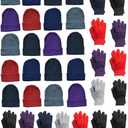 Yacht & Smith Wholesale Beanie and Glove Winter Bulk Kit, Kids Adults Bulk Sets, Homeless Donation Shelters (Adult Assorted Colors a - 12 Gloves 12 Hats)