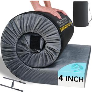 HomeMate Memory Foam Camping Mattress Pad: Portable Car Sleeping Pad | Roll Up Floor Mattress for Camping Cot Tent Truck Travel, Non-Slip Waterproof Sleeping Mat for Adults Guests
