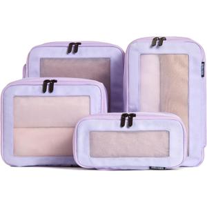 Aerotrunk Compression Packing Cubes for Travel - Luggage Organizer Bags - Double Zipper Packing Cubes for Suitcases (4-Pack, Purple)