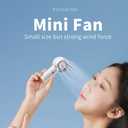 2 x Portable Handheld Mini Fan, 3-Speed Settings with 16,900 RPM High-Speed Personal Fan, USB Rechargeable, Mini Fan with Lanyard, Ideal for Makeup, Travel, and Outdoor Activities (Blue)