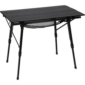 Portal Camping Table Foldable Portable with Adjustable Legs, Aluminum Folding Table Roll Up Table with Carrying Bag for Outdoor, Beach, Picnic, Backyards, BBQ and Party, Black (Large-35.4"L x 20.9"W)
