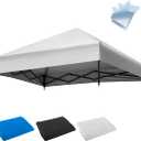 1010FT Canopy Tent Replacement Top, Instant Pop Up Canopy Straight Leg Replacement Cover for Outdoor Garden Picnic, Camping (Grey-White)